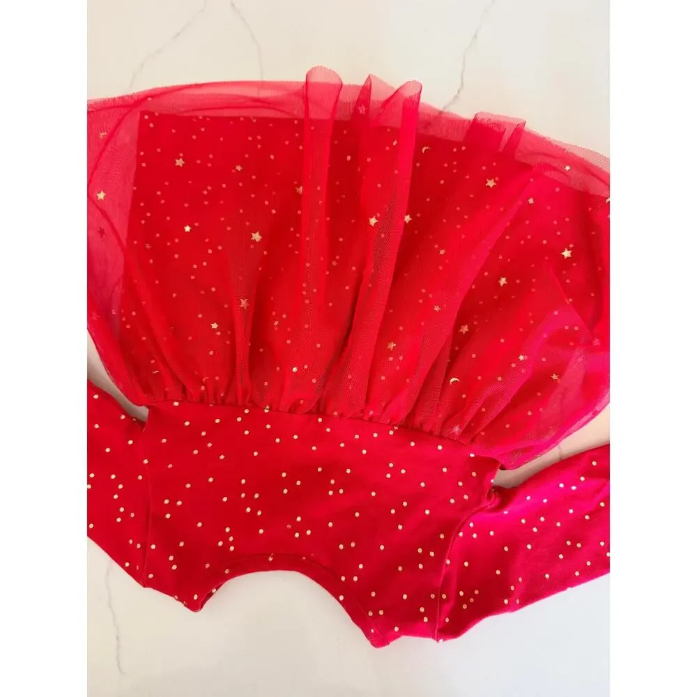 Hanna Andersson Sparkling Red Baby Tulle Dress (0-3M)